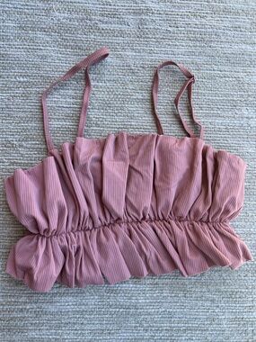 Kortni Jeane Ribbed Soft Blush Dusty Rose Ruffle Top size small